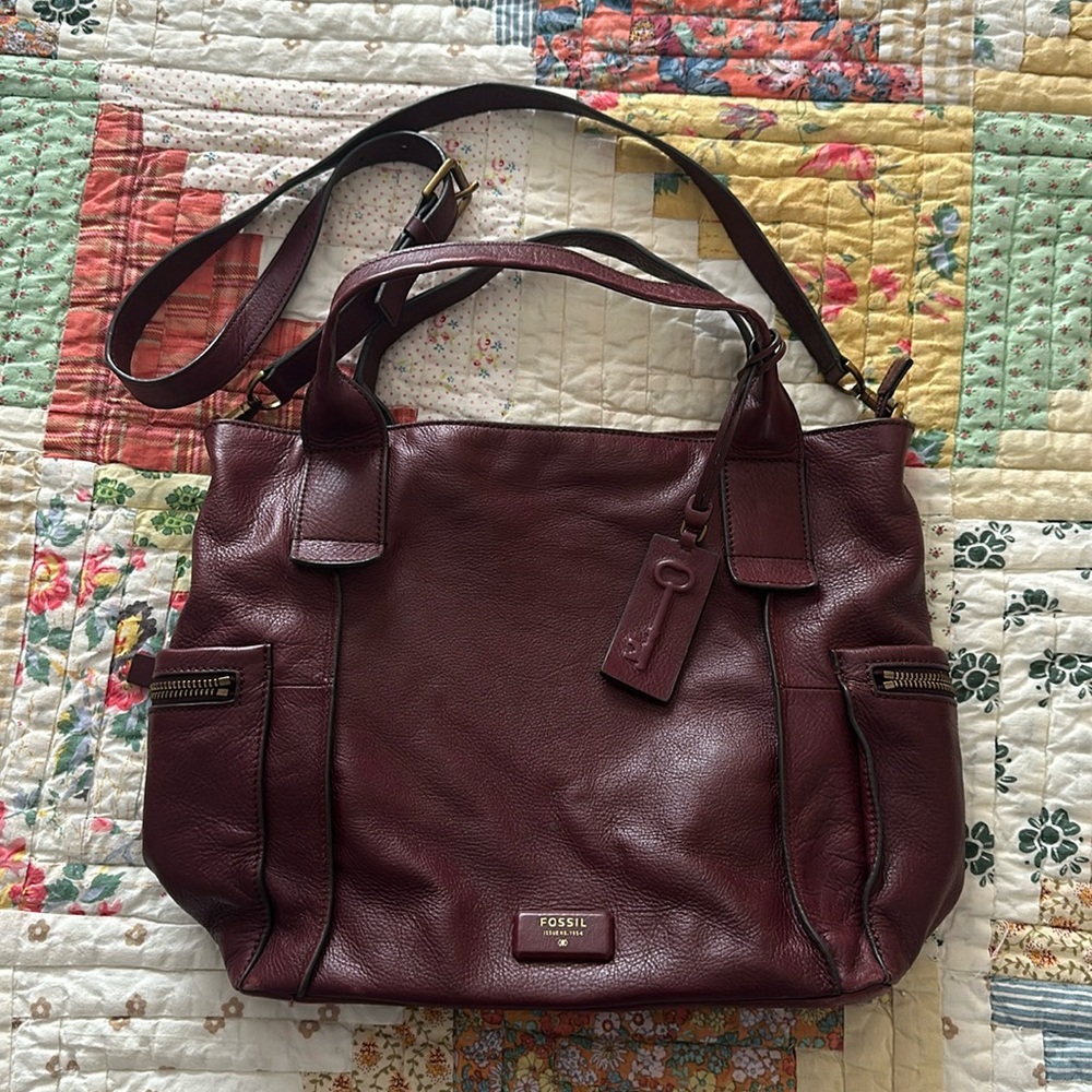Burgundy Fossil purse